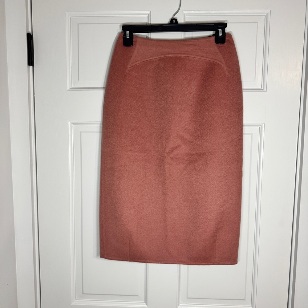 Chado Double-Faced Cashmere Classic Dusty Rose Pencil Skirt